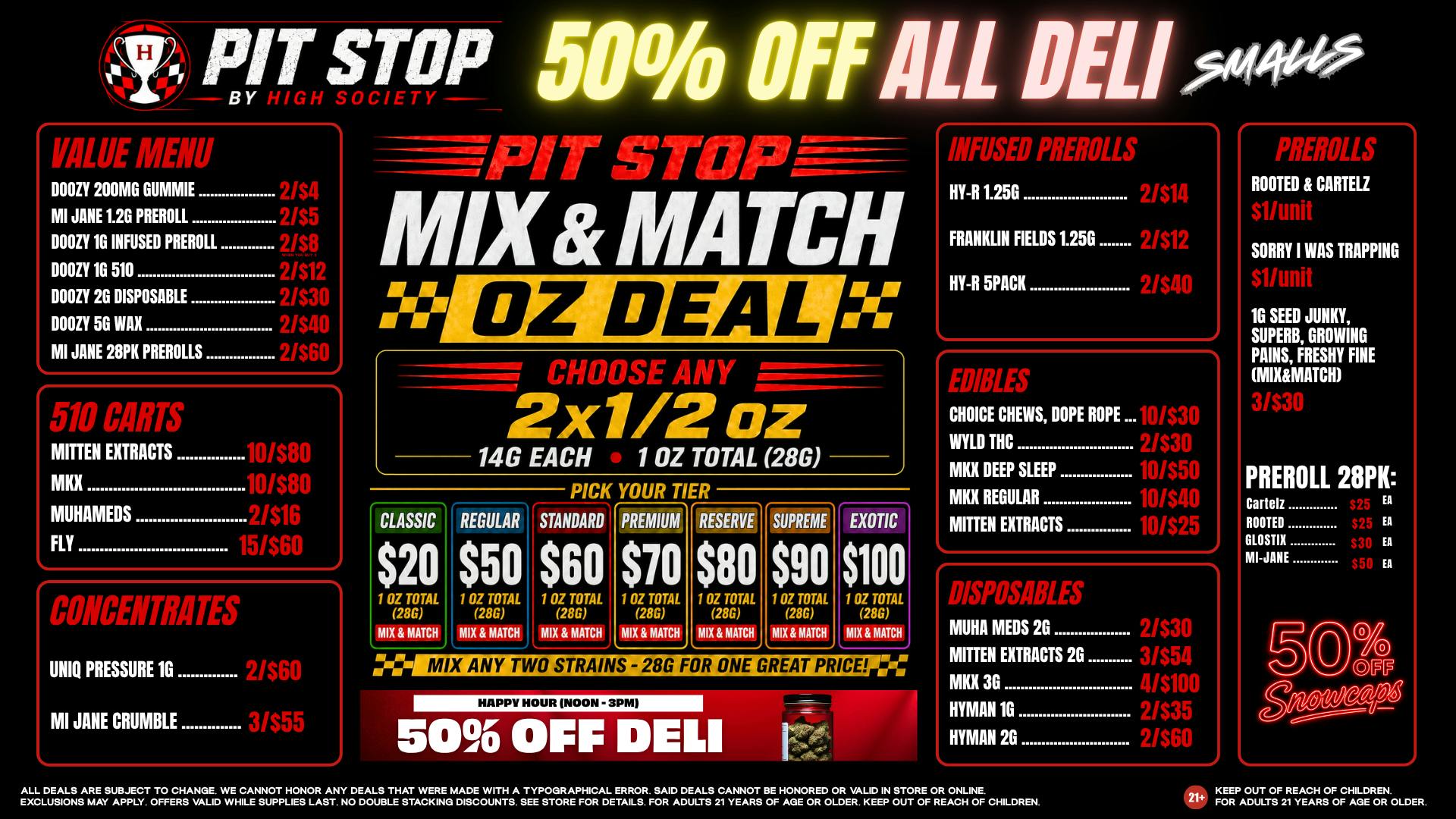 High Society Saline MIX & MATCH OZ DEAL! VALUE MENU!