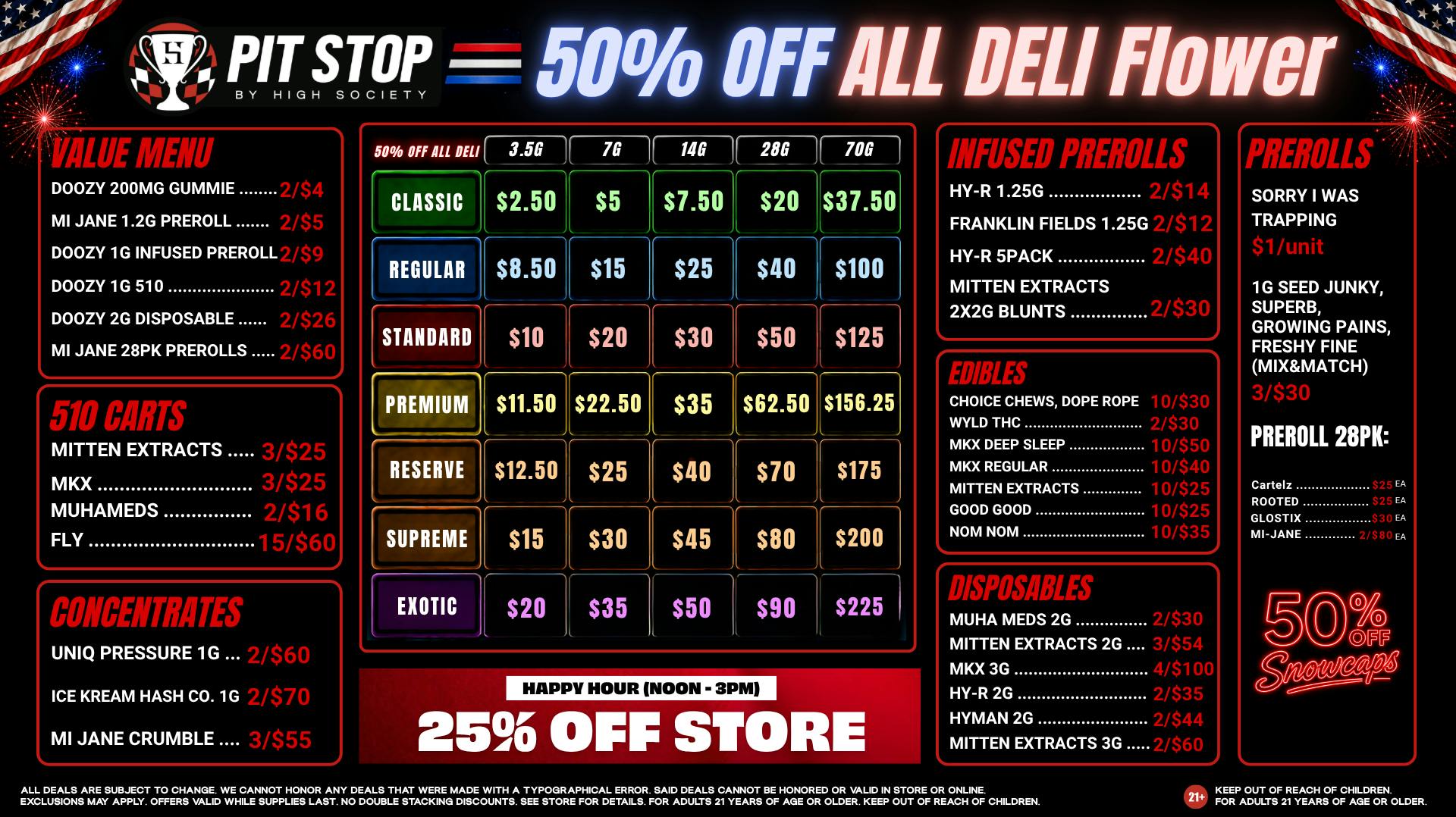 High Society Mount Pleasant 4TH OF JULY DEALS! 50% OFF ALL DELI FLOWER!
