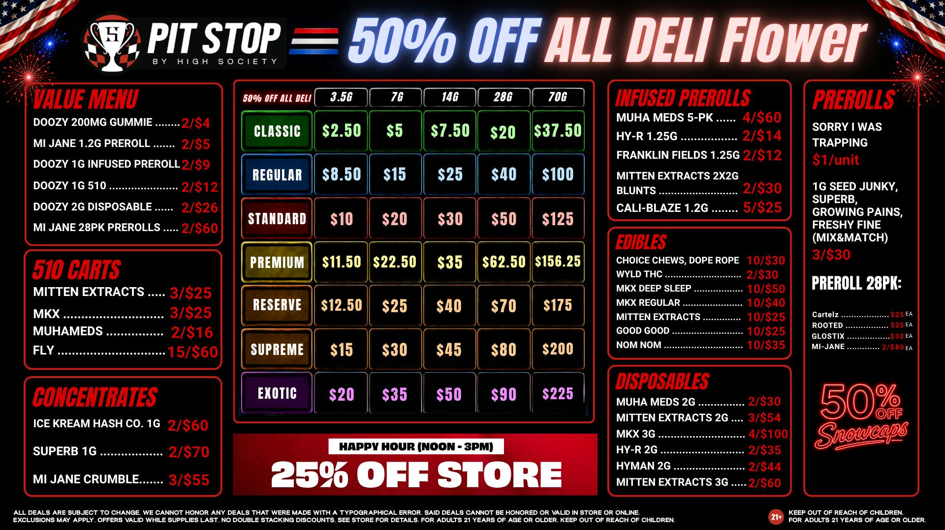High Society East Lansing - NOW OPEN 4TH OF JULY DEALS! 50% OFF DELI FLOWER!
