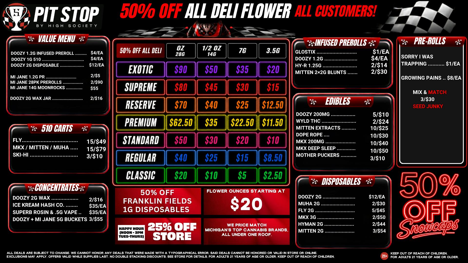 High Society Lenox - NOW OPEN 50% OFF DELI FLOWER! 25% OFF STORE HAPPY HOUR!