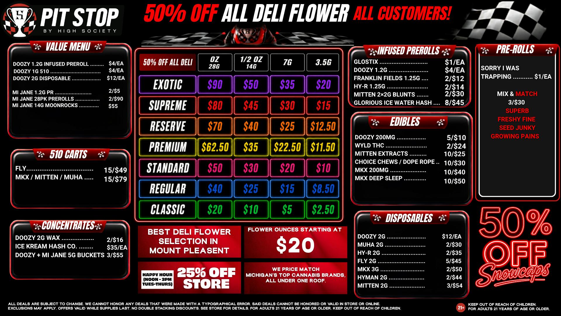 High Society Mount Pleasant 50% OFF DELI FLOWER! 25% OFF STORE HAPPY HOUR!