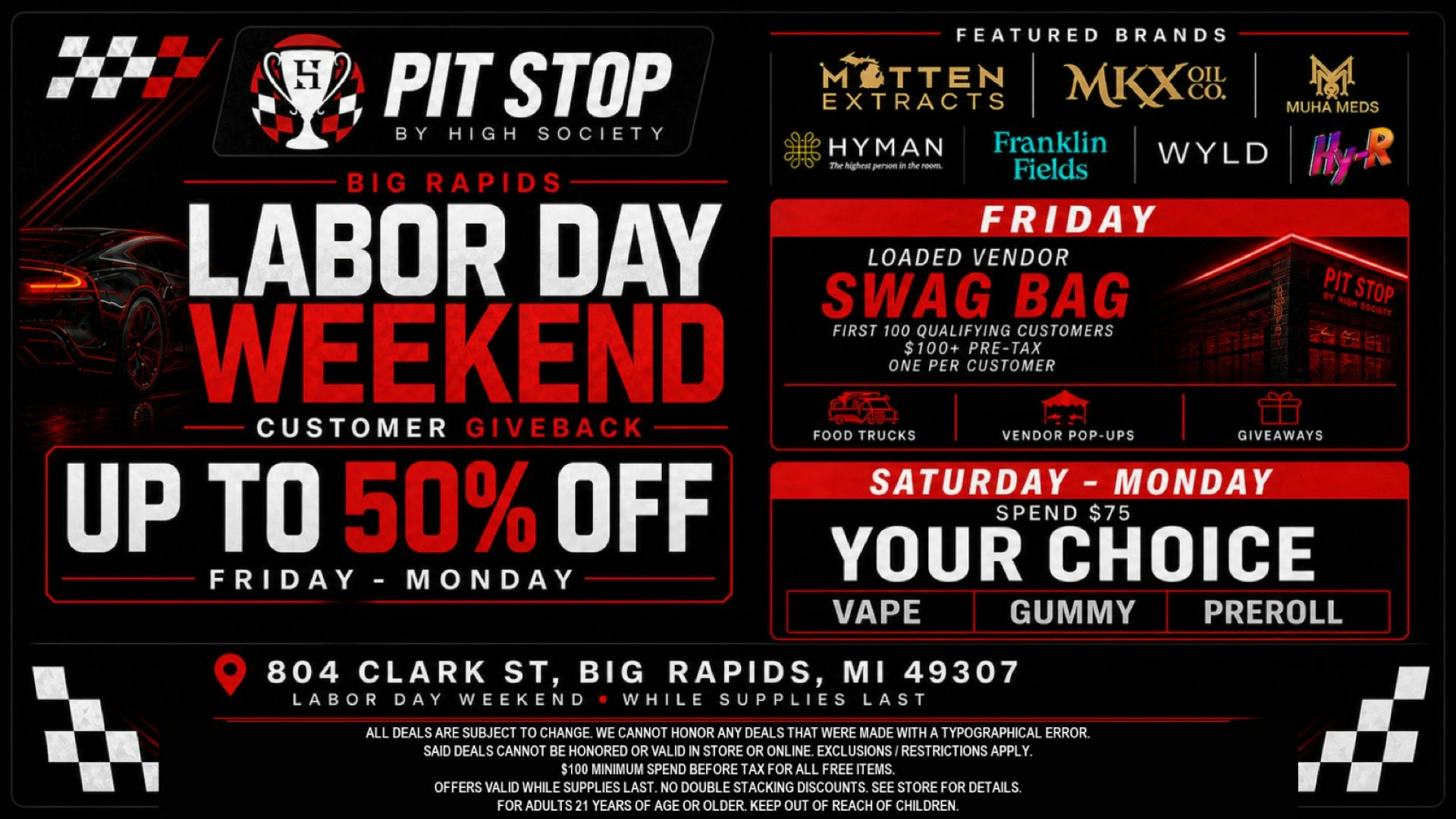 High Society UP TO 50% OFF! LABOR DAY WEEKEND DEALS!