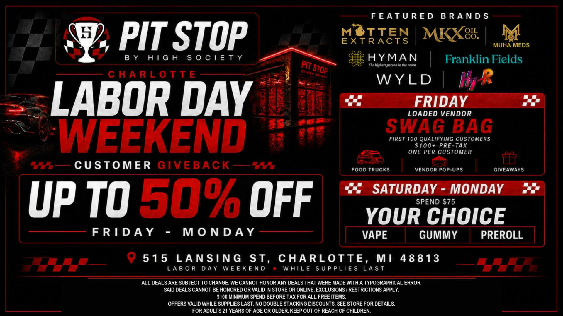 High Society Charlotte UP TO 50% OFF! LABOR DAY WEEKEND DEALS!