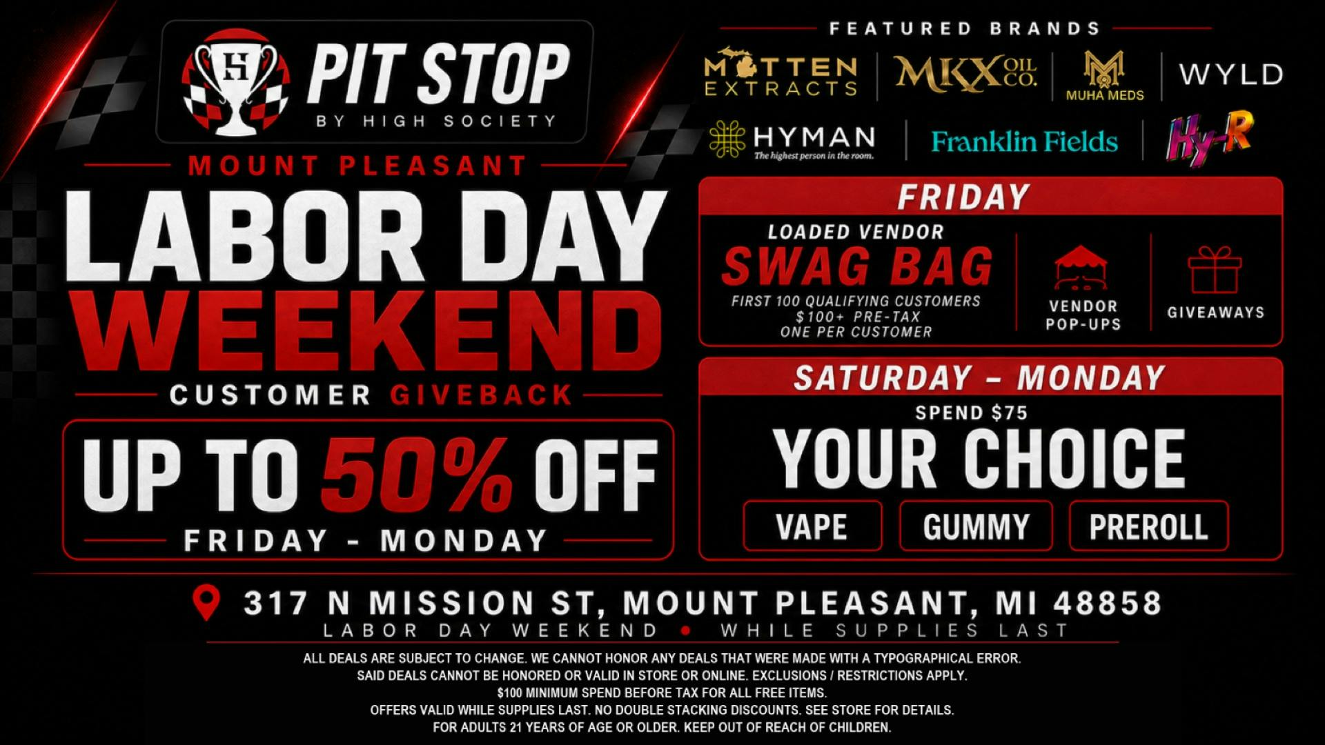 High Society Mount Pleasant UP TO 50% OFF! LABOR DAY WEEKEND DEALS!