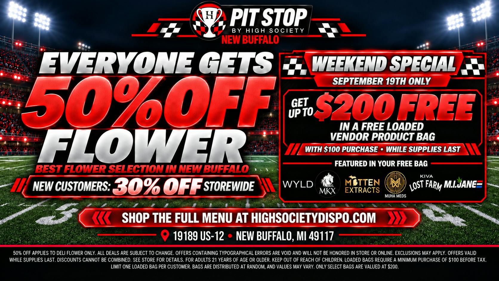 High Society 50% OFF DELI FLOWER! 30% OFF STORE NEW CUSTOMER!