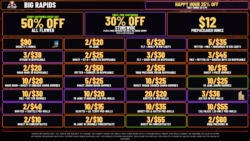 High Society 50% OFF DELI FLOWER! WEEKLY DEALS!