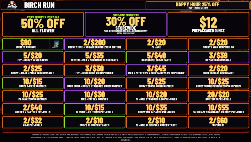 High Society Weed Dispensary Outer Birch Run 🔥🍃PIT-STOP BIRCH RUN OUTLET DEALS⛽💨