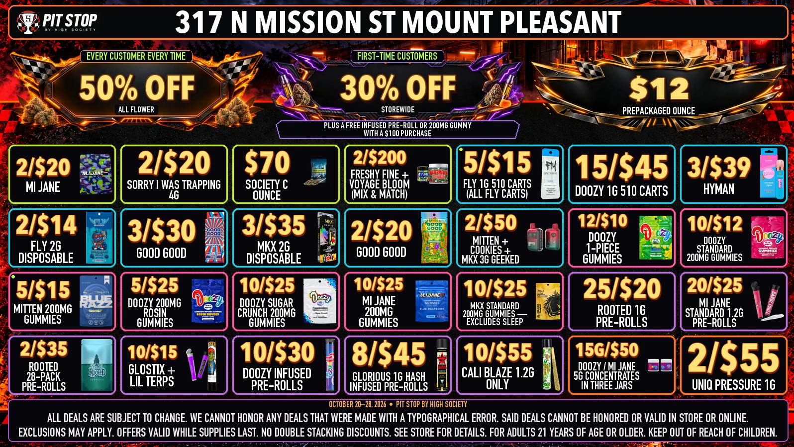 High Society Mount Pleasant 50% OFF DELI FLOWER! WEEKLY DEALS!