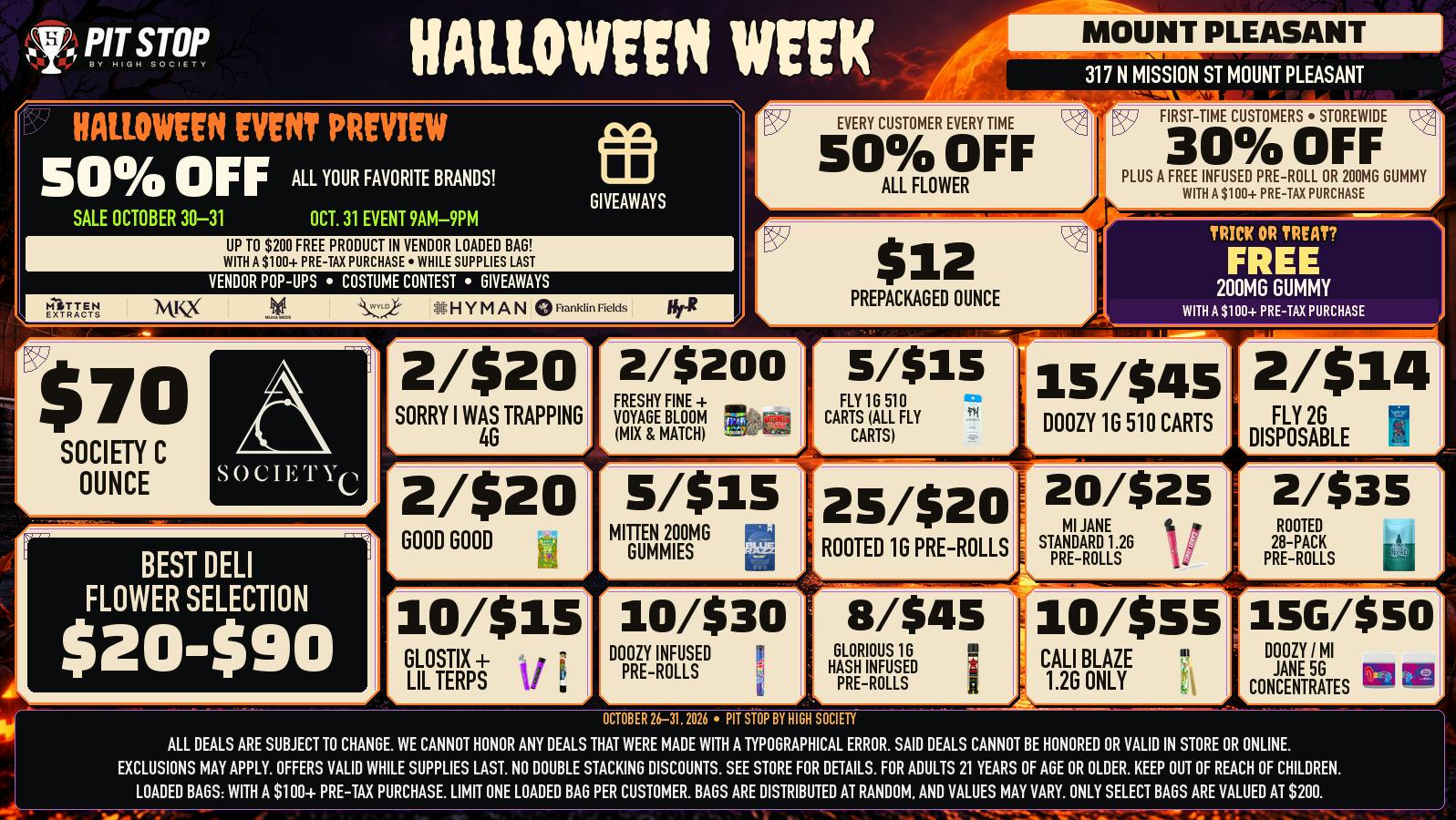 High Society Mount Pleasant 50% OFF DELI FLOWER! WEEKLY DEALS!