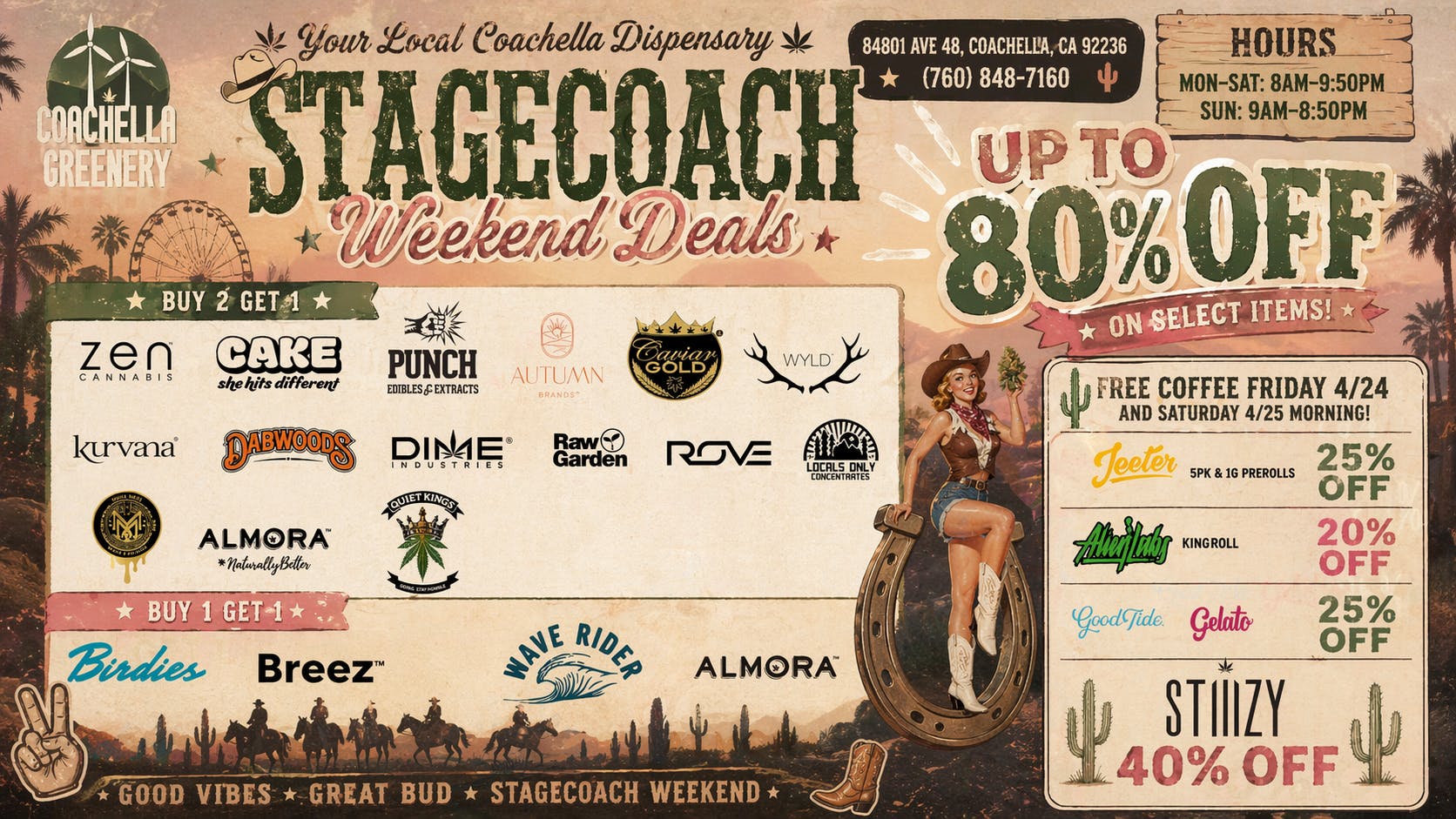 Coachella Greenery STAGECOACH DEALS ALL WEEKENDLONG!!!