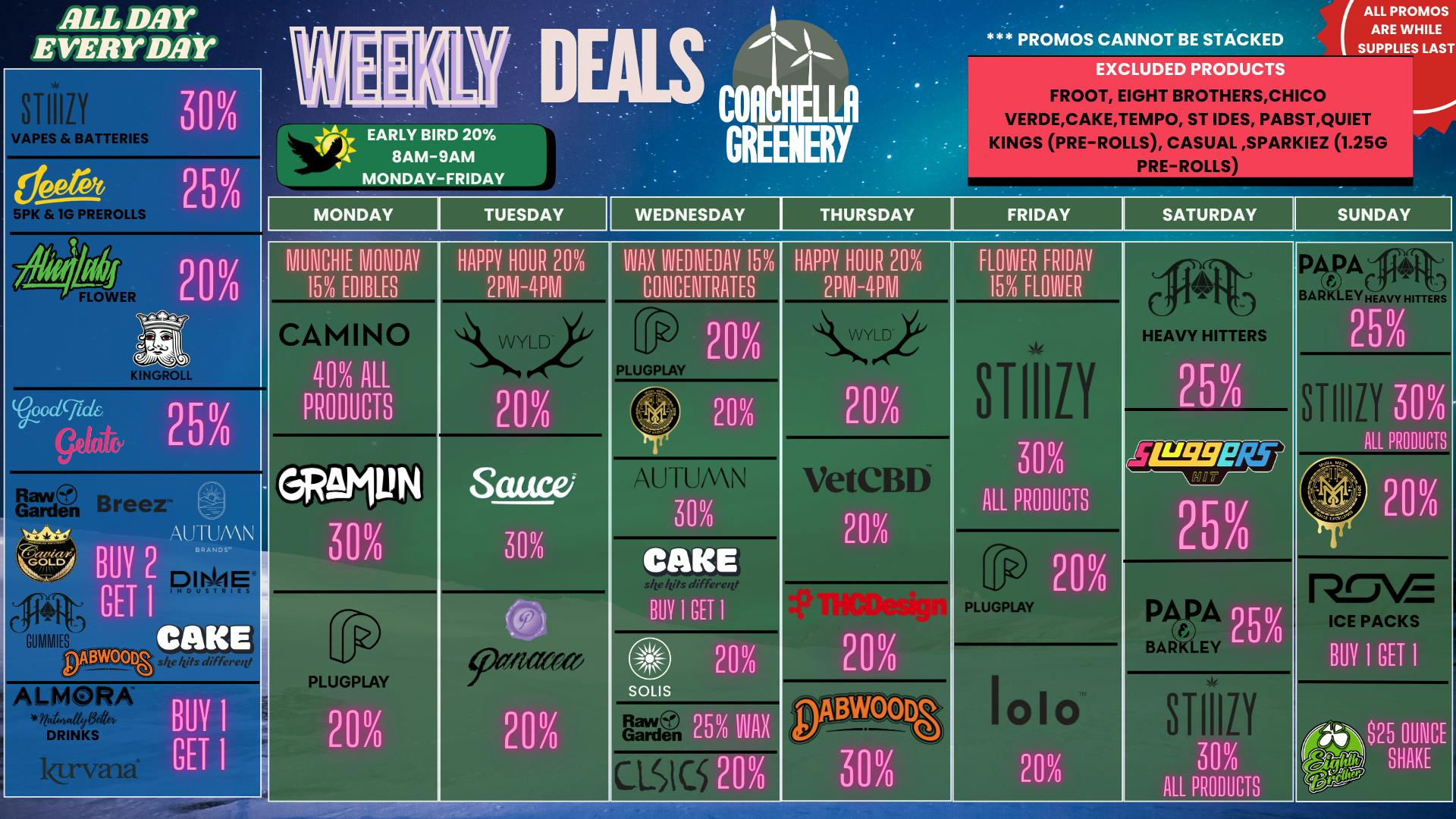 Coachella Greenery WEEKLY DEALS🌴☀️