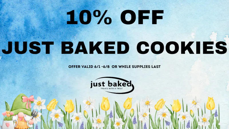 Just Baked 10% Off Just Baked Chocolate Chunk Mini Cookies