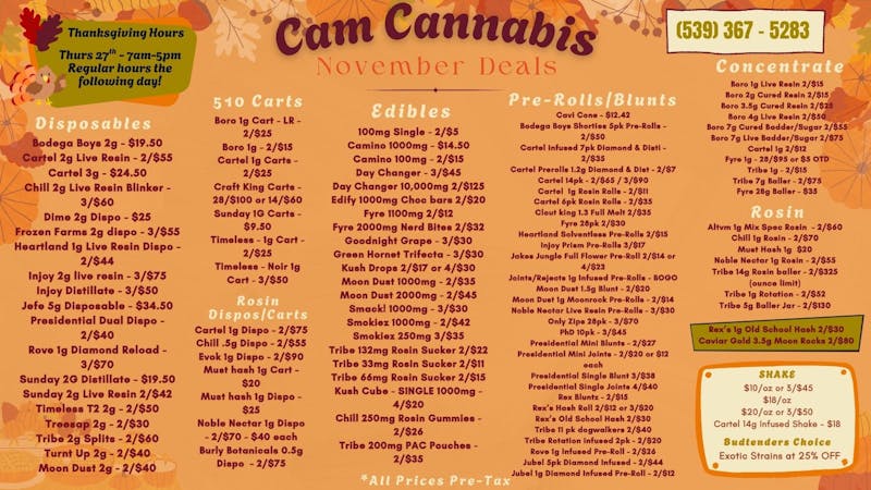 CAM Cannabis 🍁3g Cartel Disposable $24.50🍁