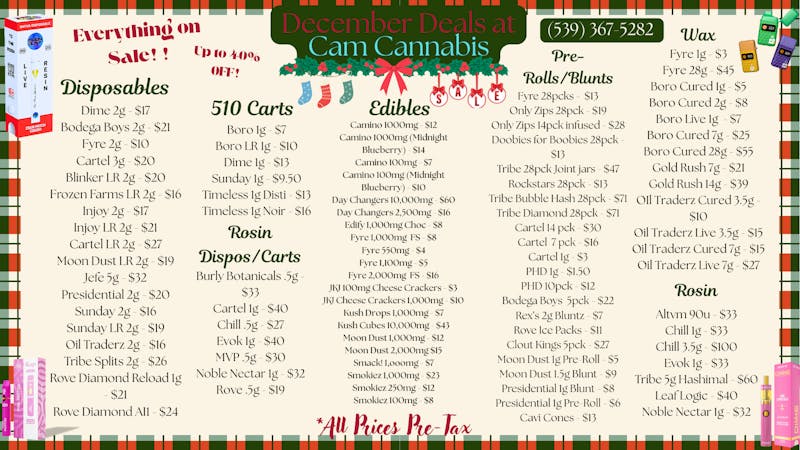 CAM Cannabis 🎄UP TO 40% OFF STORE WIDE🎄