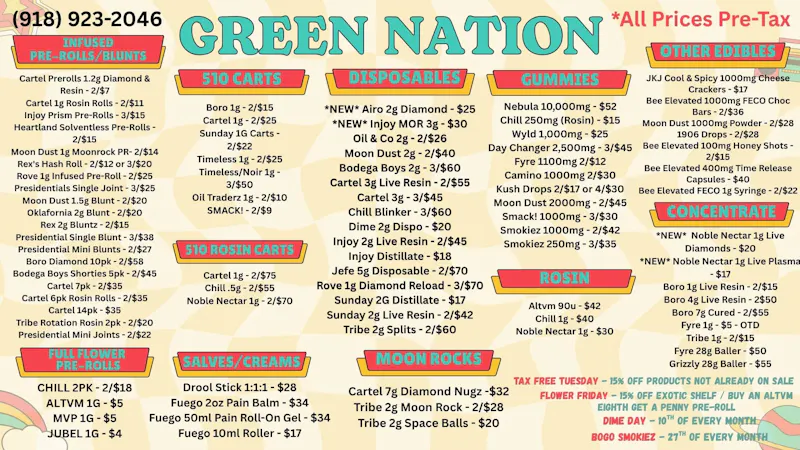 Green Nation - Claremore 💨NEW INJOY 3g & AIRO DISPOSABLES💨