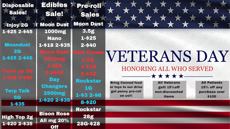 Affordable Medical Cannabis - Claremore Veterans day Celebriations Deals!!!