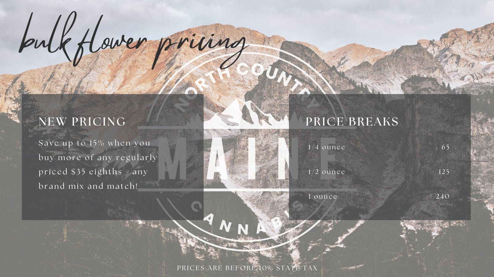 North Country Cannabis ME Bulk Flower Pricing