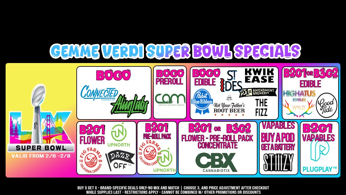Gemme Verdi Super Bowl Specials at Gemme Verdi