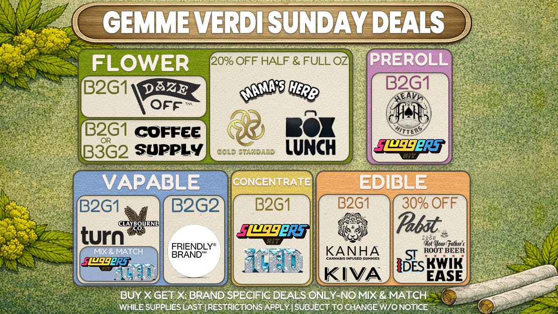 Gemme Verdi 🔥 Sunday Sesh Super Deals
