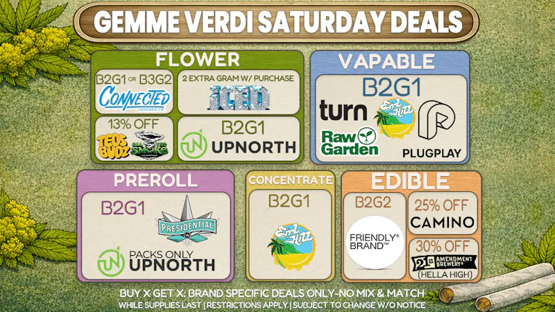 Gemme Verdi Saturday: B2G1 Connected, Raw Garden & Turn