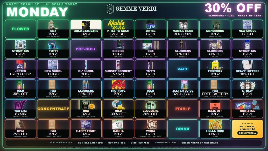 Gemme Verdi Monday: B2G1 CBX, Stiiizy & PAX + 30% Off ICED