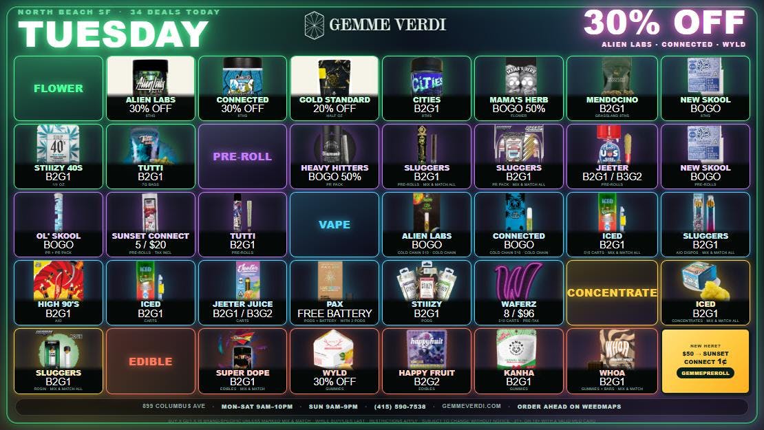 Gemme Verdi Tuesday: 30% Off Alien Labs & Connected + Wyld