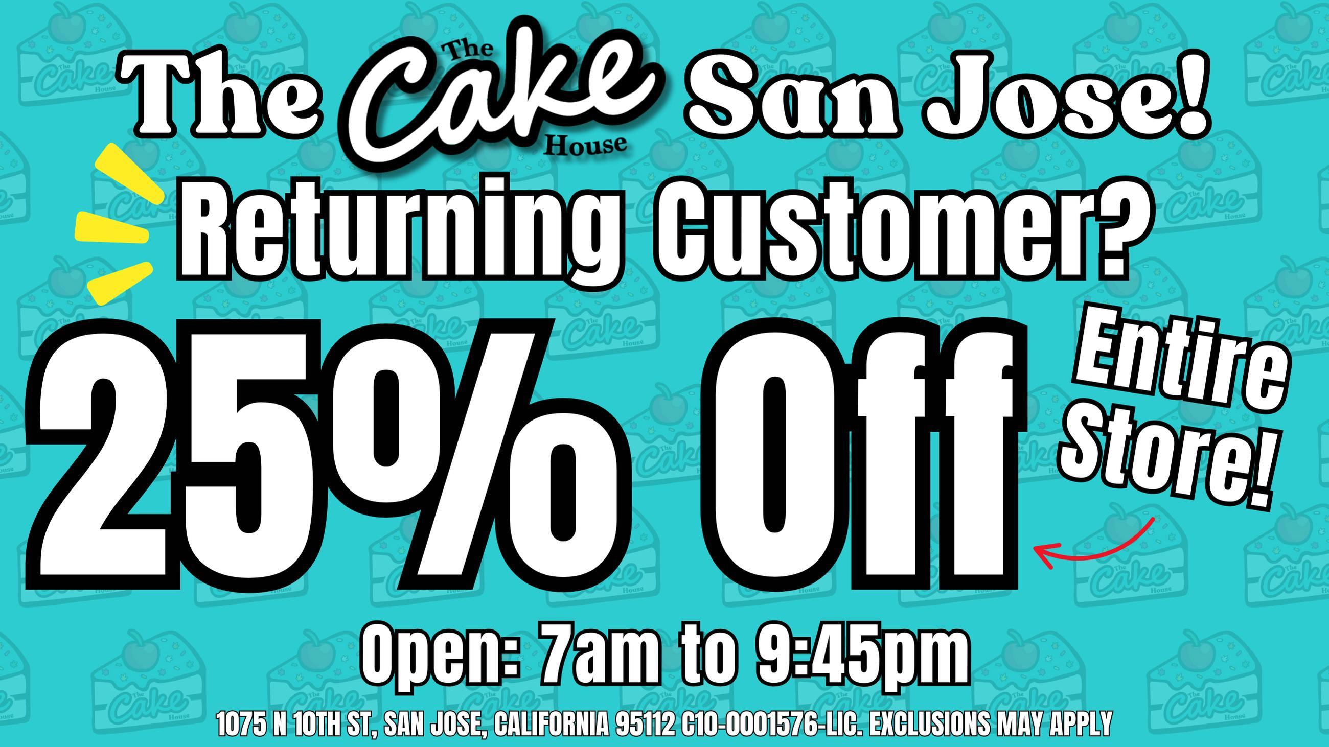The Cake House - San Jose *Now Open* TCH San Jose Returning Customers Discount