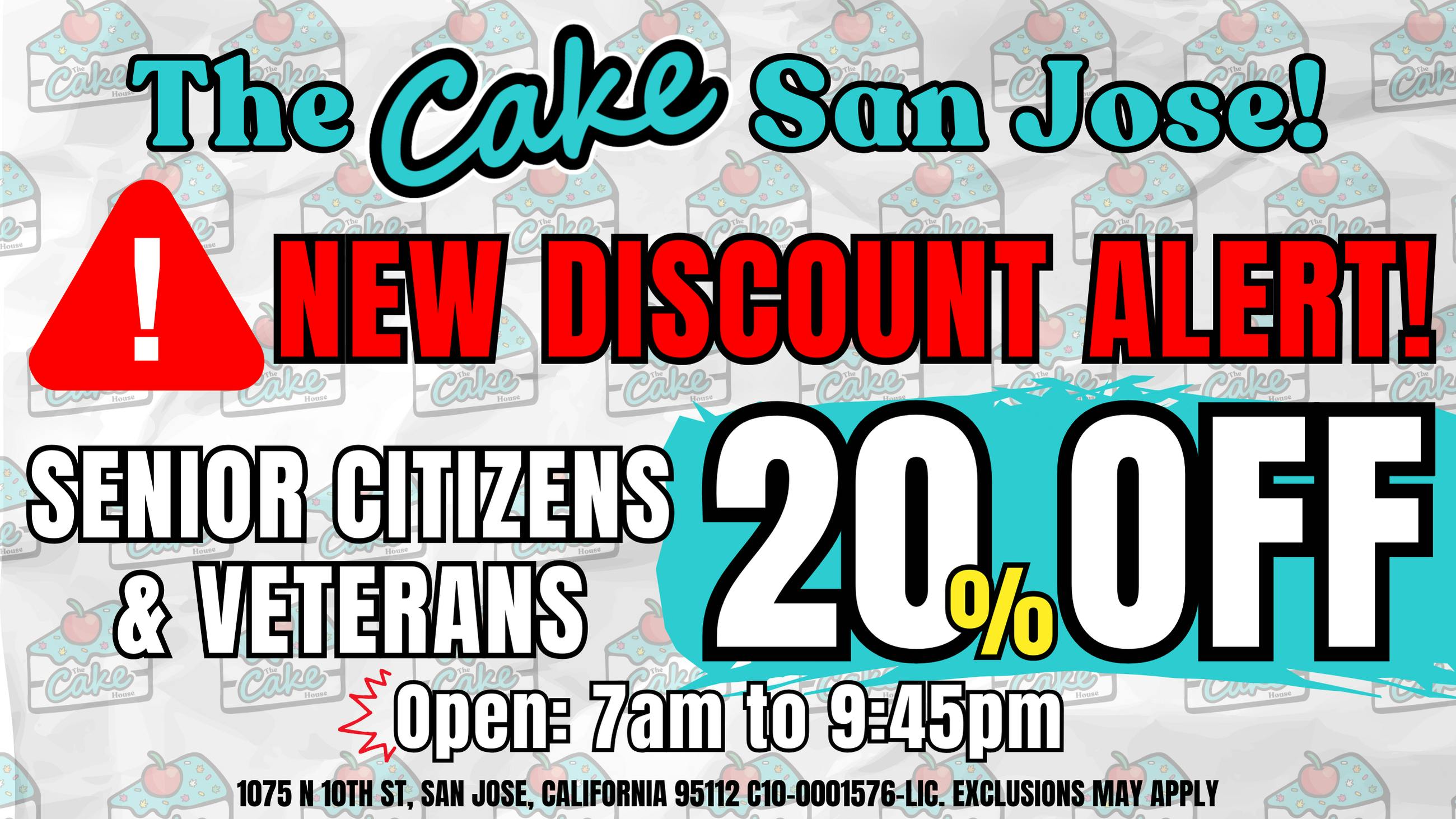 The Cake House - San Jose *Now Open* TCH San Jose New Discount Alert!