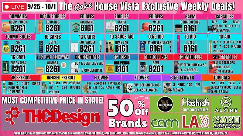The Cake House - Vista TCH Vista Weekly Deals!