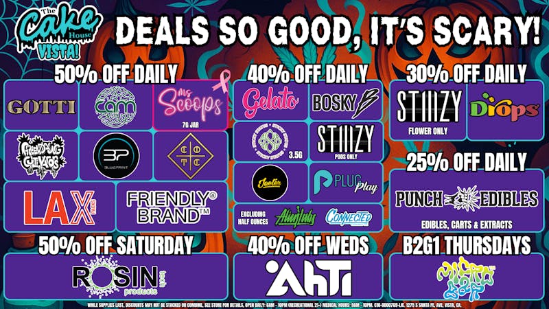 The Cake House - Vista October Spooky Deals: % Off Selected Brands!