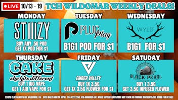The Cake House - Wildomar 10/13 - 10/19 TCH Wildomar Daily Deals!