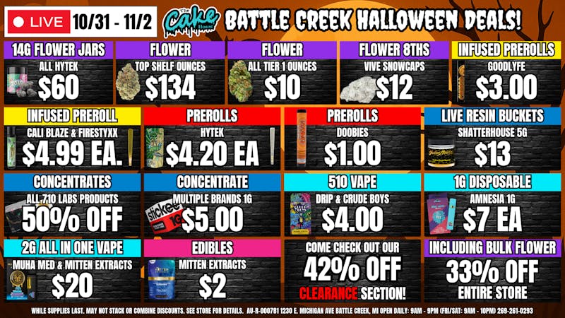 The Cake House - Battle Creek TCH BC Halloween Deals!