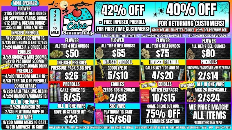 The Cake House - Pleasant Ridge 40% OFF STOREWIDE! SPOOKY GOOD OUNCE SPECIALS!