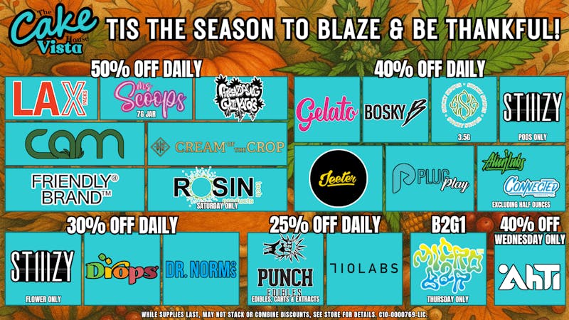 The Cake House - Vista November Deals: % Off Selected Brands!