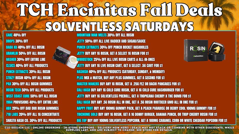 The Cake House - Encinitas Solventless Saturday Exclusive Deals!