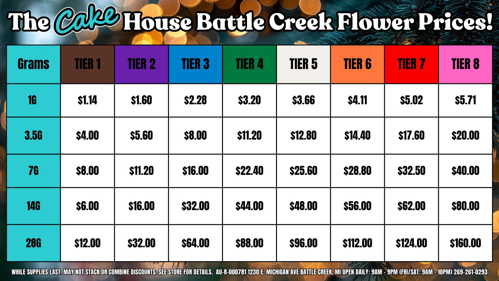The Cake House - Battle Creek TCH BC Flower PRICES!