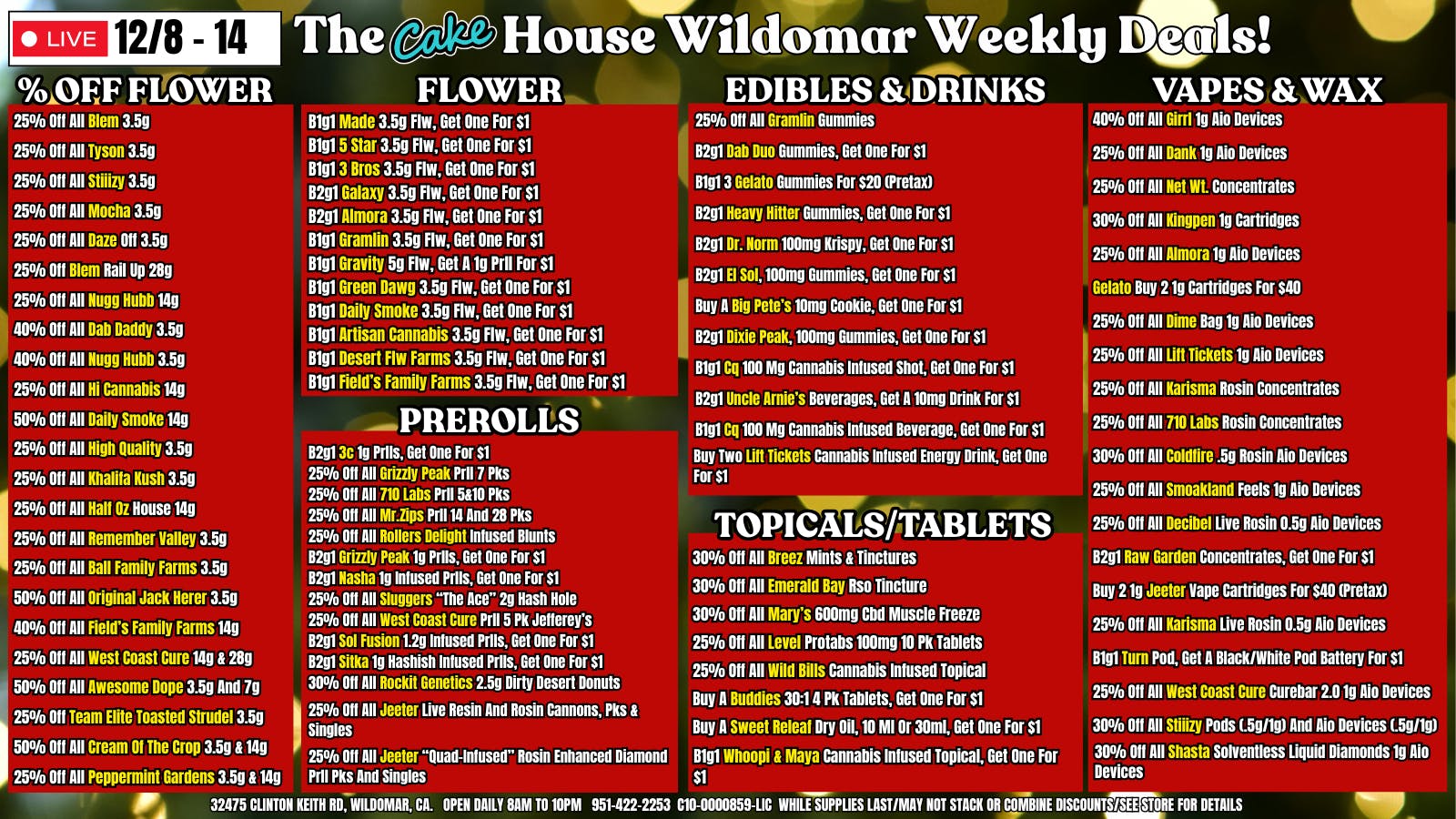The Cake House - Wildomar TCH Wildomar Weekly Deals!