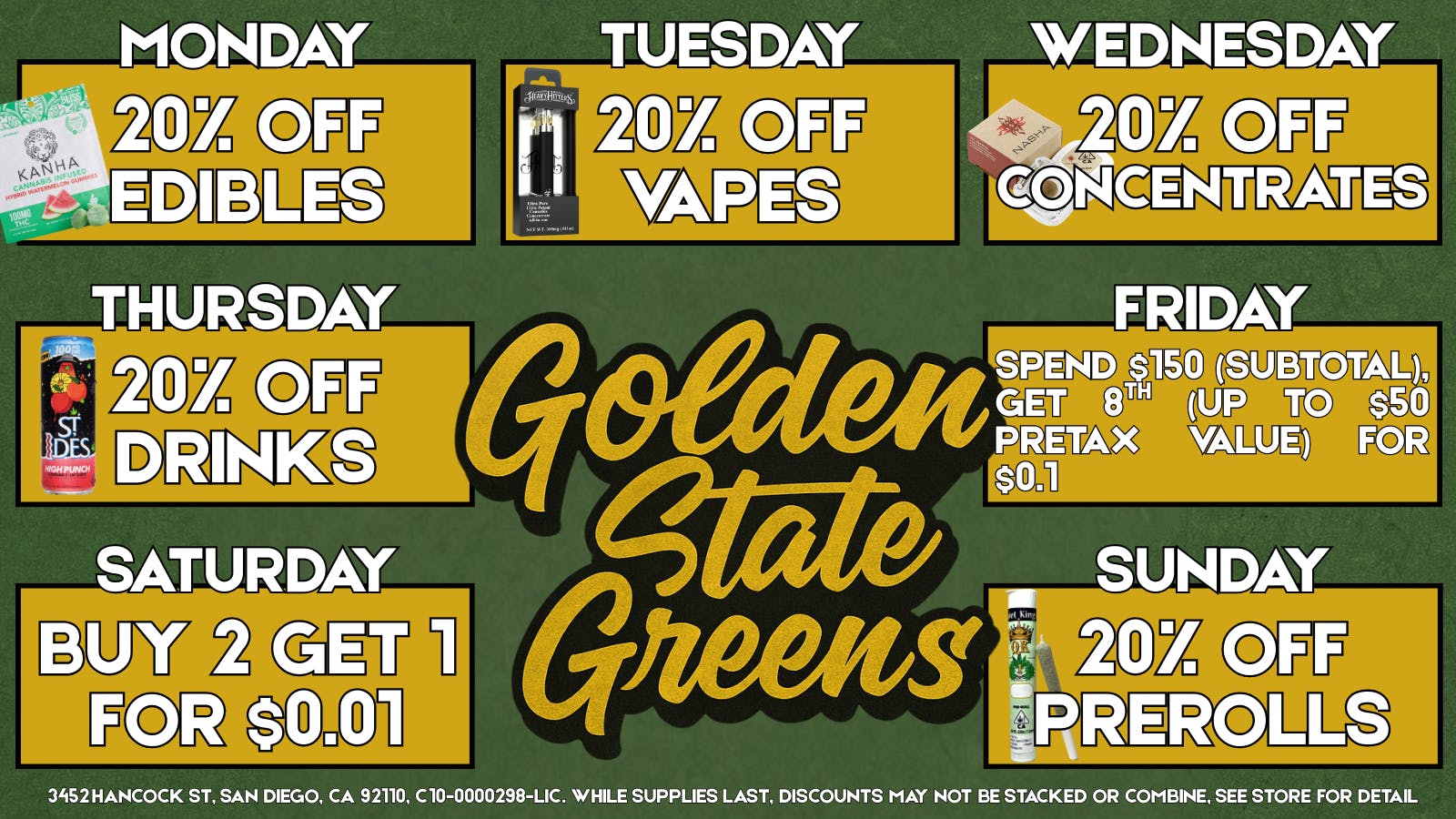 Golden State Greens Point Loma GSG Daily Deals!
