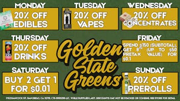 Golden State Greens Point Loma GSG Daily Deals!