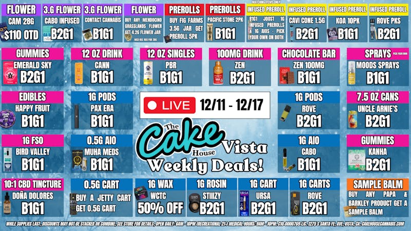 The Cake House - Vista TCH Vista Weekly Deals!