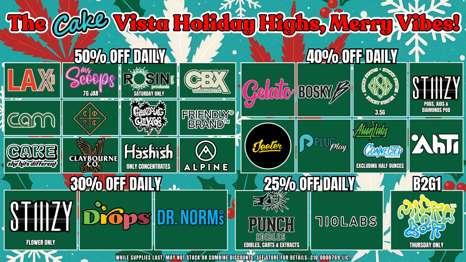 The Cake House - Vista December Deals: % Off Selected Brands!