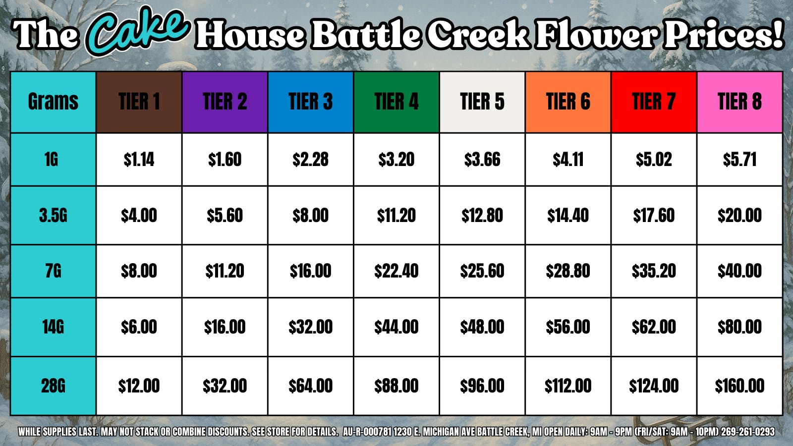 The Cake House - Battle Creek TCH BC Flower PRICES!