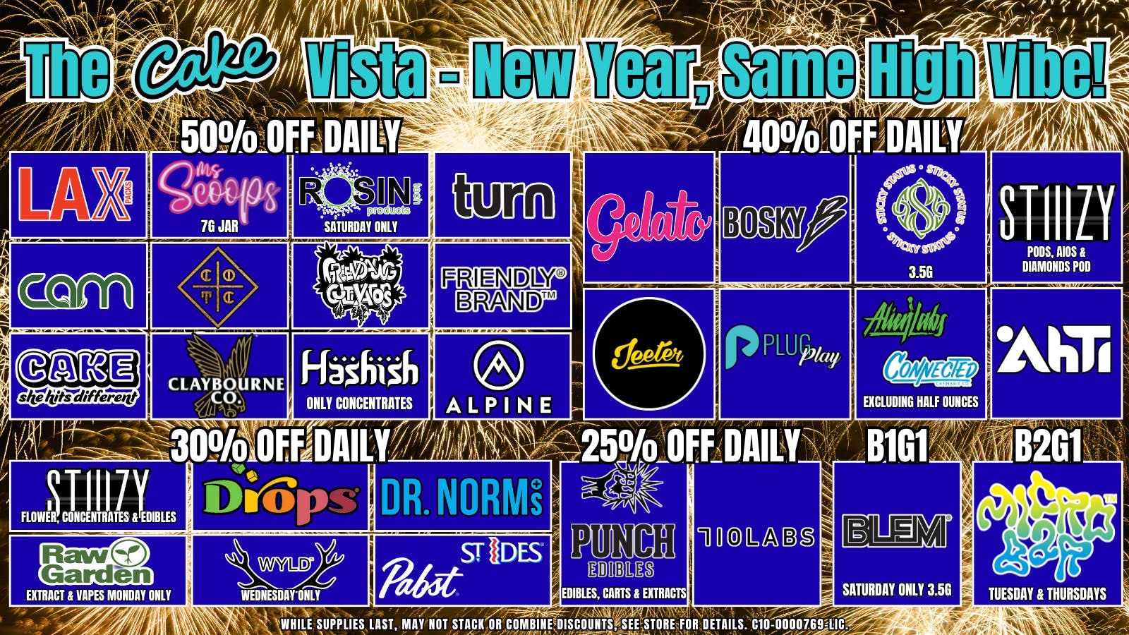 The Cake House - Vista January Deals: % Off Selected Brands!