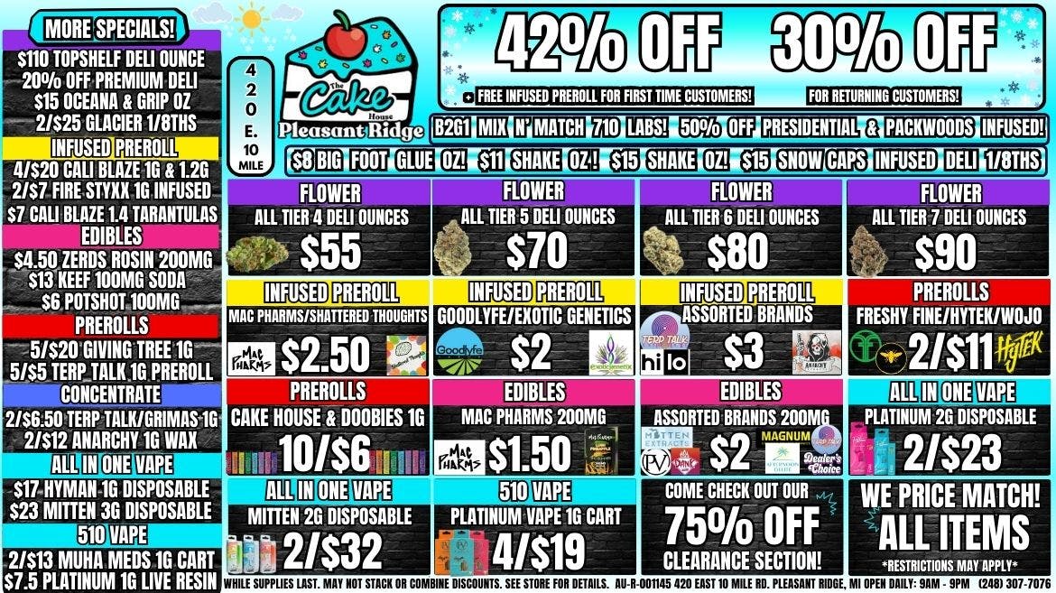 The Cake House - Pleasant Ridge 30% OFF RETURNING & 42% OFF 1ST VISIT + INFUSED PR