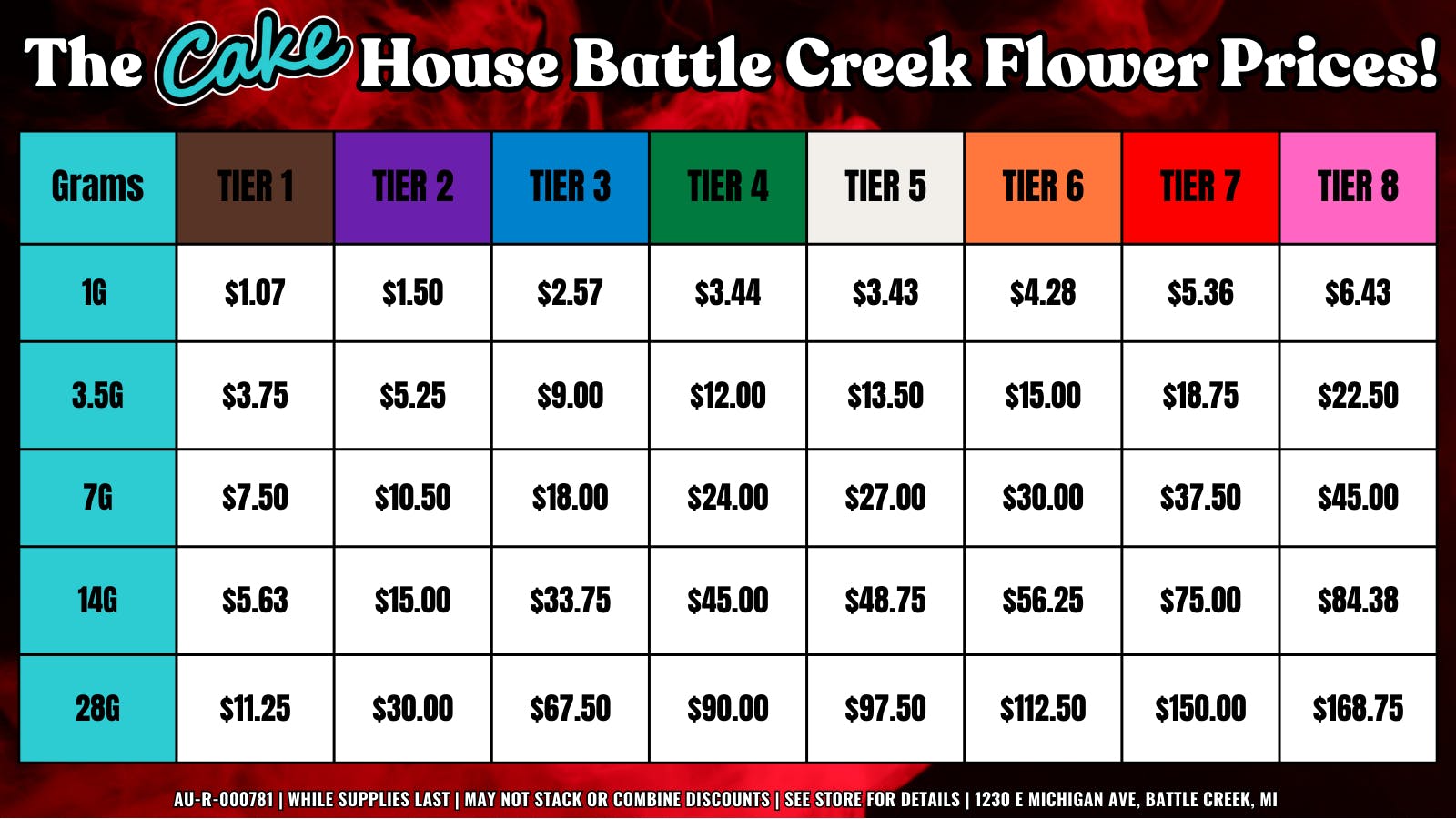 The Cake House - Battle Creek TCH BC Flower PRICES!