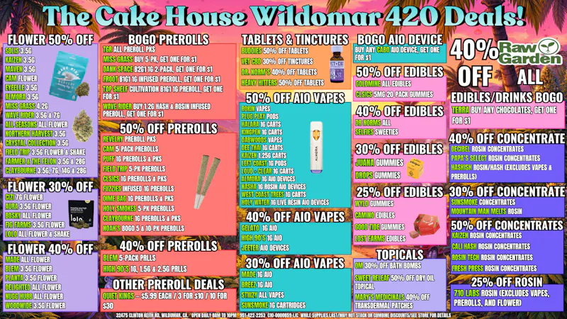 The Cake House - Wildomar TCH Wildomar 420 Deals!
