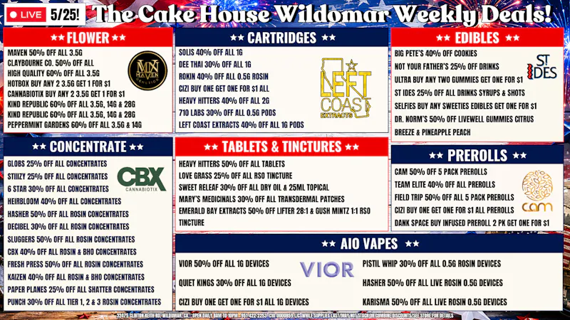 The Cake House - Wildomar Memorial Day Deals!