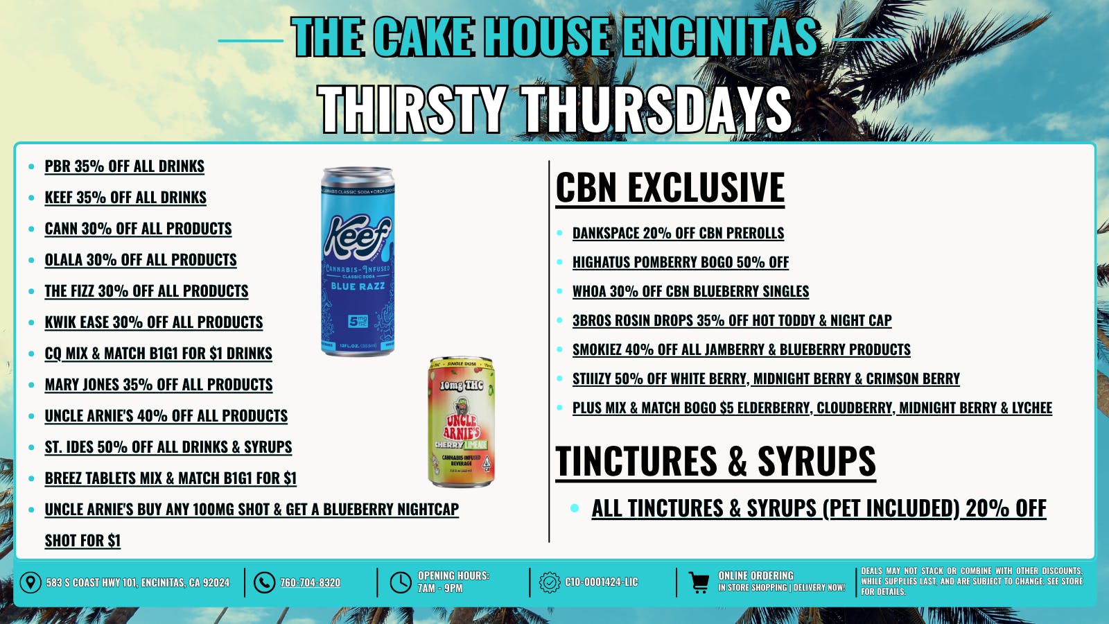 The Cake House - Encinitas Thirsty Thursdays + 40% OFF FTP!