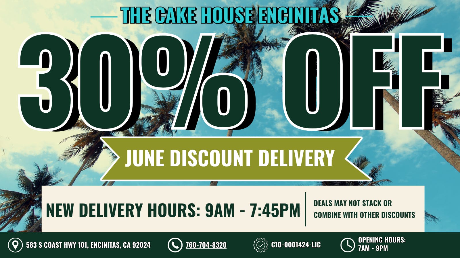 The Cake House - Carlsbad TCH Encinitas Delivery Discount!
