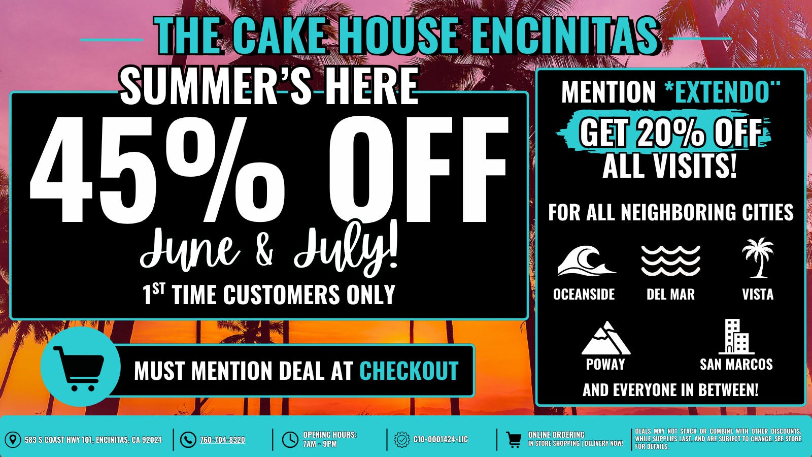 The Cake House - Encinitas TCH Encinitas Summer Deal!